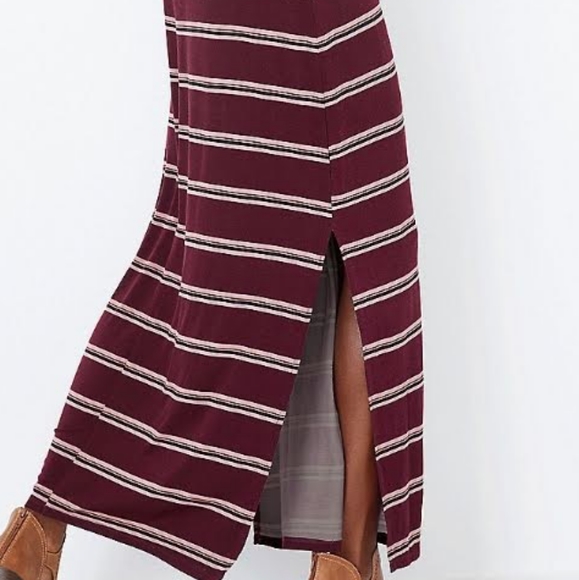 Maurice's Maroon Striped Smocked Off-Shoulder Maxi Dress - Picture 2 of 11